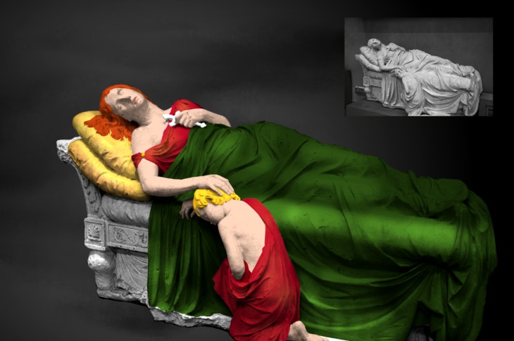 Awake statues or stone sculptures to life by colorizing them