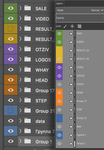 layer groups containing color tags